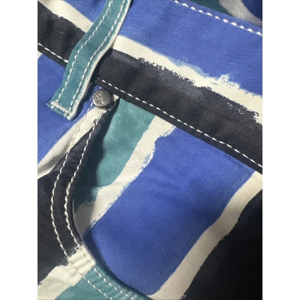 Versace Collection Men's Striped‎ Slim Fit Pants 33 Blue Green Cotton Stretch